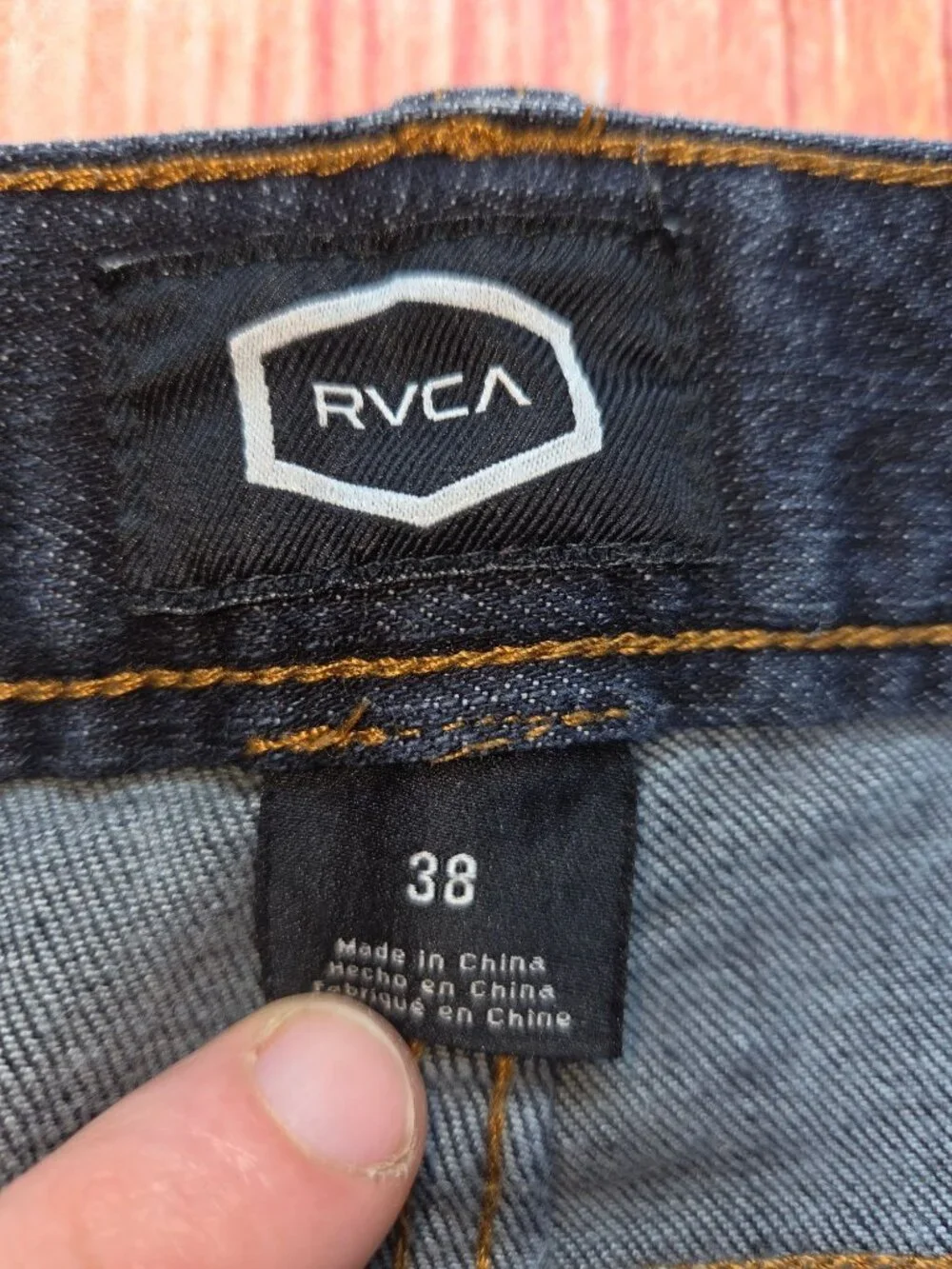 RVCA Daggers Mens Slim Fit Dark Wash Jeans 38x32